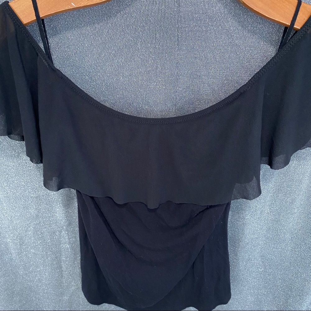 Garage ruffle sleeves off shoulder top black M